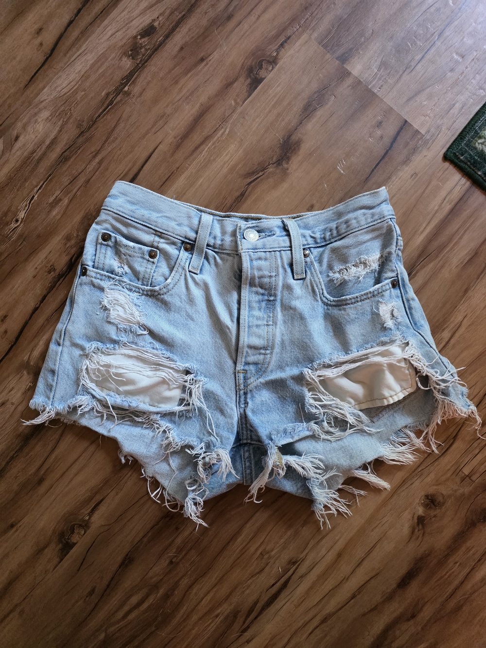 Levi's Light Blue Distressed Denim Cutoff Shorts